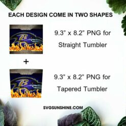 Baltimore Ravens Fire And Flame 20oz Skinny Tumbler Template PNG, Baltimore Ravens Tumbler Template PNG File Digital Download