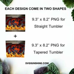 Chicago Bears Fire And Flame 20oz Skinny Tumbler Template PNG, Chicago Bears Tumbler Template PNG File Digital Download