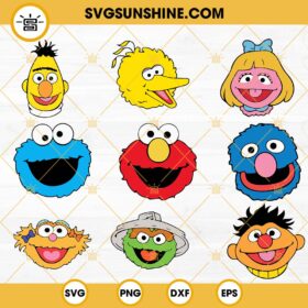 Monster Faces Sesame Street SVG Bundle, Cookie Monster SVG, Elmo SVG ...