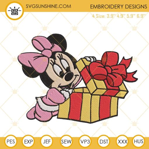 Baby Minnie Mouse Christmas Gift Embroidery Design