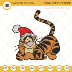 Tigger Christmas Santa Hat Embroidery Design Files