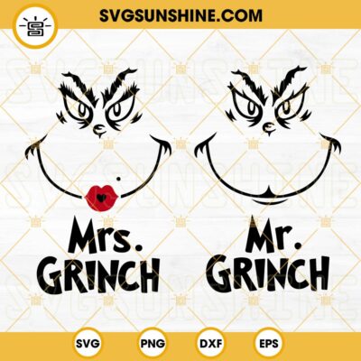 Mr Grinch And Mrs Grinch SVG Bundle, Grinch Face SVG, Merry Grinchmas ...