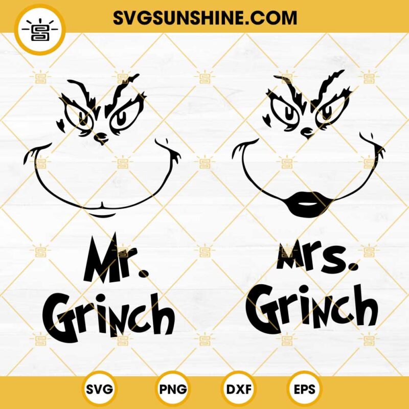 Mr Grinch And Mrs Grinch SVG Bundle, The Grinch Christmas SVG, Grinch