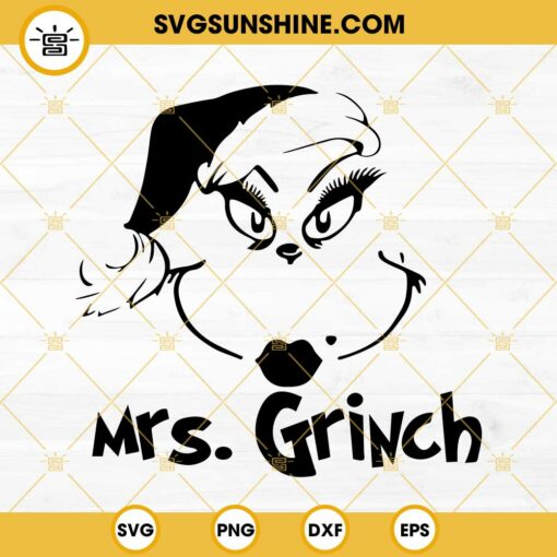 Mrs Grinch Face SVG, Christmas Mrs Grinch SVG Cricut Silhouette
