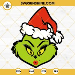 Mrs Grinch Face SVG, Christmas Mrs Grinch SVG Cricut Silhouette