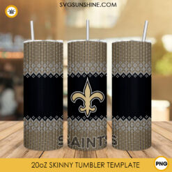New Orleans Saints Christmas 20oz Skinny Tumbler PNG, NFL Team Football New Orleans Saints Ugly Sweater Tumbler PNG File Digital Download