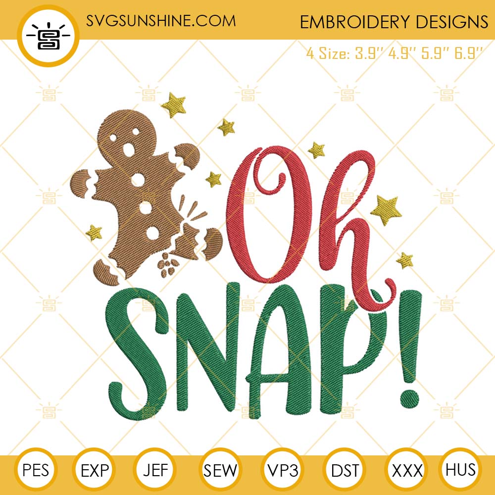 Oh Snap Broken Gingerbread Man Embroidery Designs