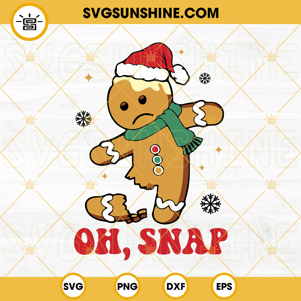 Oh Snap Gingerbread SVG, Broken Gingerbread Cookie SVG, Funny Christmas SVG PNG DXF EPS Cricut Silhouette