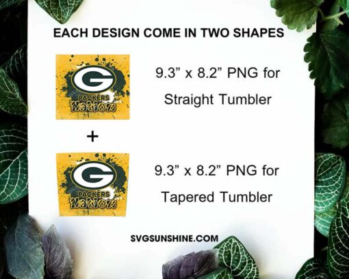 Packers Nation Tumbler Wrap PNG, Green Bay Packers 20oz Skinny Tumbler PNG Sublimation File Digital Download