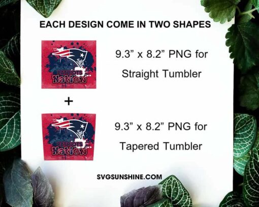 Patriots Nation Tumbler Wrap PNG, New England Patriots 20oz Skinny Tumbler PNG Sublimation File Digital Download