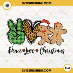 Peace Love Christmas PNG, Gingerbread Cookie Christmas PNG File Digital Download