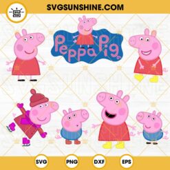 Peppa Pig SVG Bundle, Mummy Pig SVG, George Pig SVG, Peppa Pig Family SVG PNG DXF EPS Instant Download