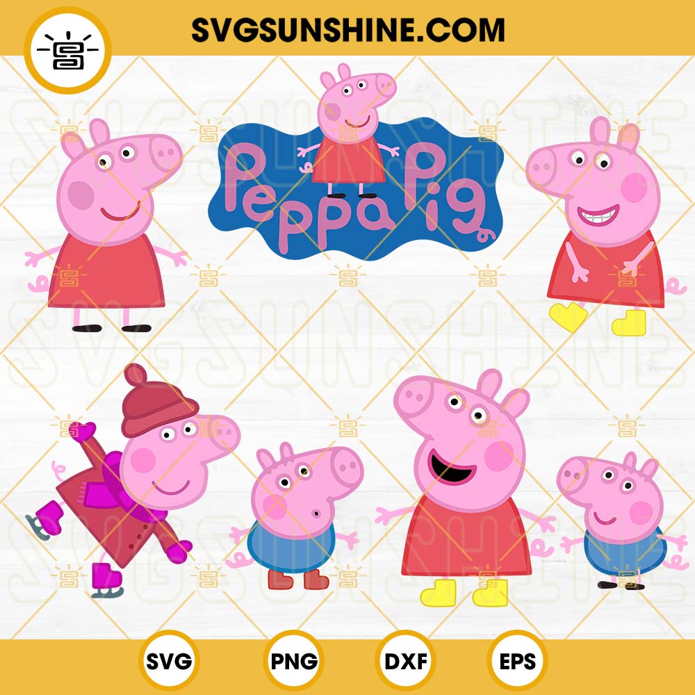 Peppa Pig SVG Bundle, Mummy Pig SVG, George Pig SVG, Peppa Pig Family SVG  PNG DXF