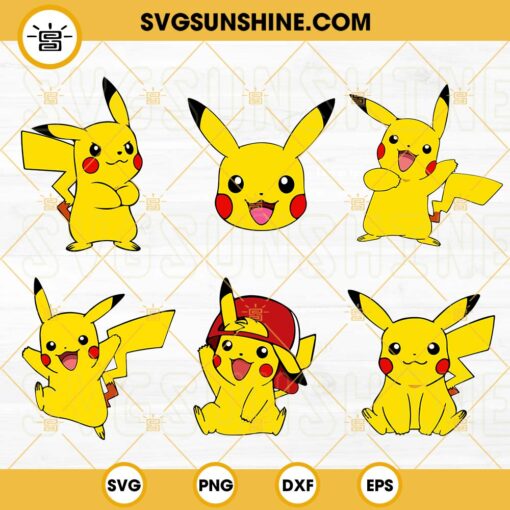 Pikachu SVG Bundle, Pokemon SVG, Pokeball SVG, Anime SVG PNG DXF EPS Cricut Files