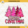Pink Merry Christmas Trees PNG, Christmas Trees With Lights PNG Sublimation Design, Merry Christmas PNG, Happy Holiday PNG, Christmas Trees PNG, Christmas PNG