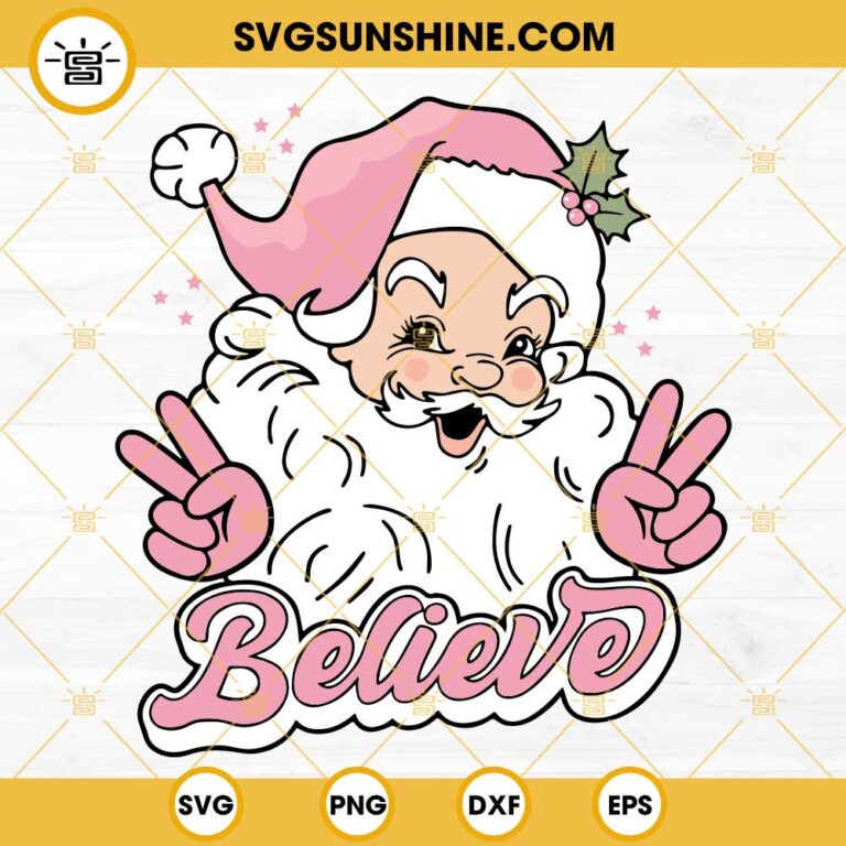 Pink Santa Claus Believe SVG, Vintage Pink Santa Claus SVG, Christmas