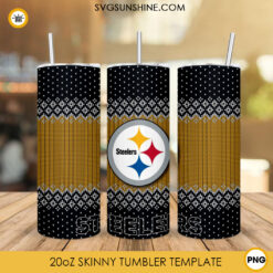 Pittsburgh Steelers Christmas 20oz Skinny Tumbler PNG, NFL Team Football Pittsburgh Steelers Ugly Sweater Tumbler PNG File Digital Download