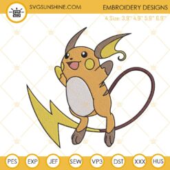 Raichu Embroidery Design, Pokemon Embroidery Design Files