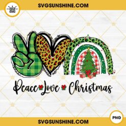 Rainbow Peace Love Christmas PNG File Digital Download