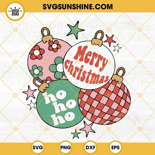 Retro Christmas Ornaments SVG, Retro Christmas SVG, Merry Christmas SVG PNG DXF EPS Files For Cricut