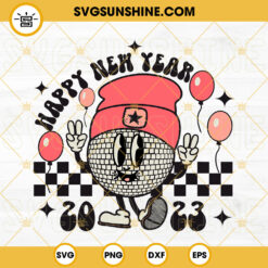 Happy New Year 2023 SVG, Retro Disco Ball SVG, 2023 SVG, Kids New Years SVG, Retro Holiday SVG