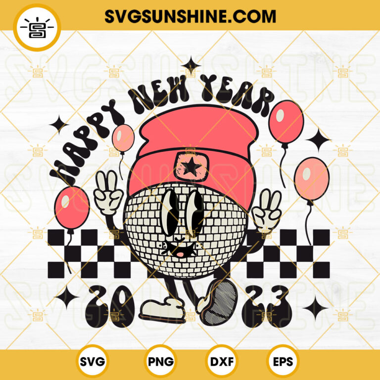 Happy New Year 2023 SVG, Retro Disco Ball SVG, 2023 SVG, Kids New Years ...