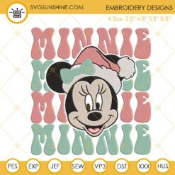 Retro Minnie Mouse Christmas Embroidery Design Files
