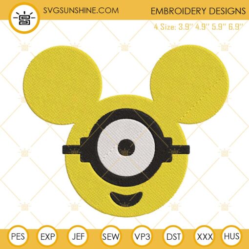 Minion Mickey Ears Embroidery Designs