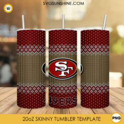 San Francisco 49ers Christmas 20oz Skinny Tumbler PNG, NFL Team Football San Francisco 49ers Ugly Sweater Tumbler PNG File Digital Download