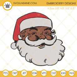Afro American Santa Claus Embroidery Design, African American Santa Embroidery Files