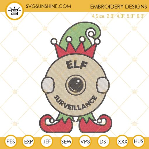 Santa Cam Embroidery Design, Elf Cam Embroidery File