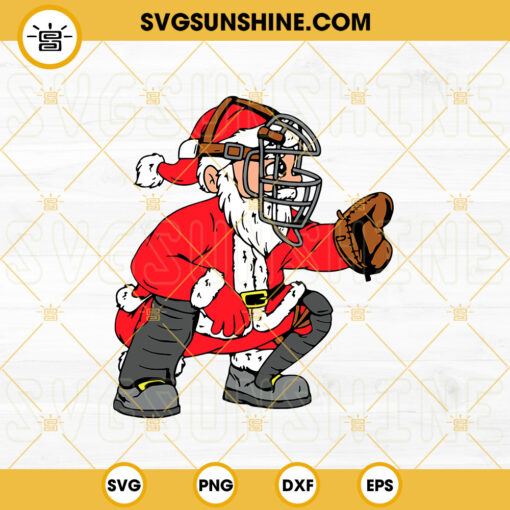 Santa Claus Baseball Catcher SVG, Baseball Christmas SVG PNG DXF EPS Files For Cricut