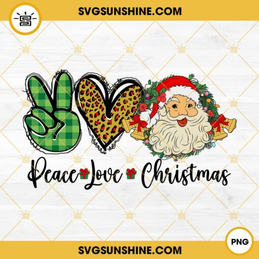 Santa Claus Peace Love Christmas PNG File Digital Download