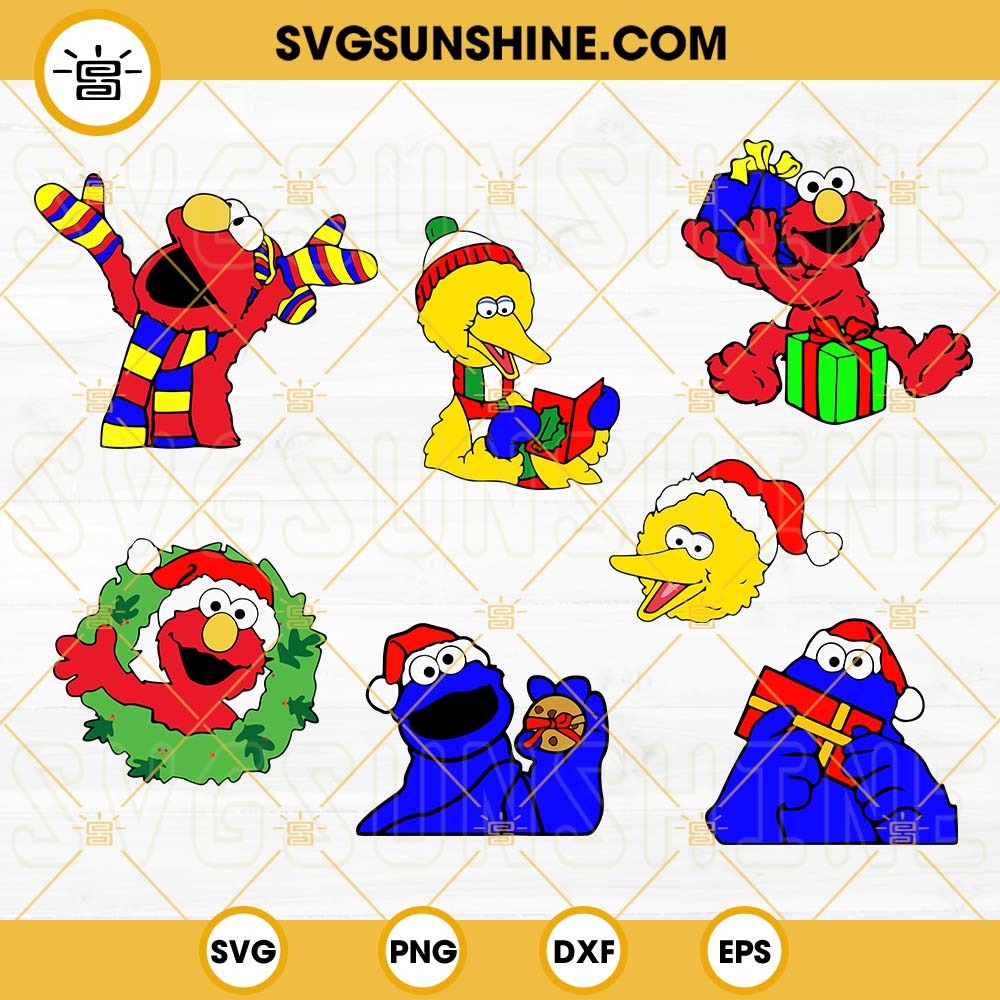 Sesame Street Christmas SVG Bundle, Sesame Monsters Christmas SVG, Sesame Street Characters SVG PNG DXF EPS Files