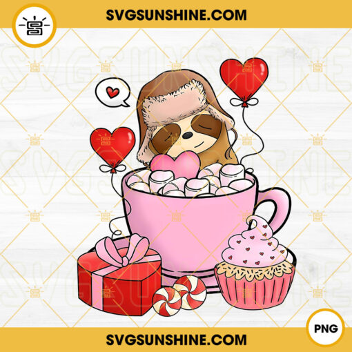 Sloth In A Cup Valentines Day PNG, Funny Valentines PNG, Sloth Lover PNG, Cute Valentine’s PNG File