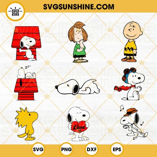 Snoopy SVG Bundle, Peanuts SVG, Charlie Brown SVG, Woodstock SVG, Snoopy Characters SVG PNG DXF EPS