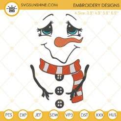 Snowman Face Sad Embroidery Design, Frosty The Snowman Embroidery Design File