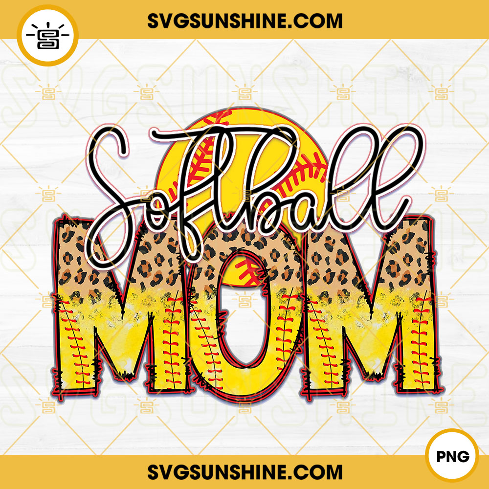 Softball Mom Leopard PNG, Softball Mama PNG, Sports Mom PNG, Mother's Day PNG, Softball PNG Sublimation