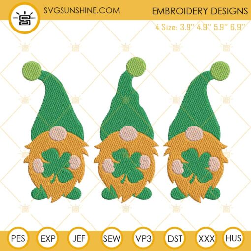 St Patrick’s Day Gnomes Embroidery Design File