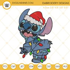 Stitch Christmas Lights Embroidery Design Files