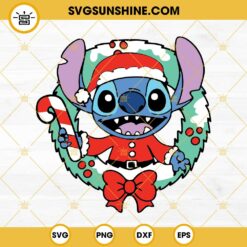 Stitch Christmas Wreath SVG PNG DXF EPS Cricut Silhouette Vector Clipart