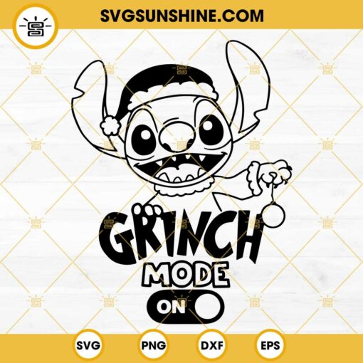 Stitch Grinch Mode On SVG, Stitch Merry Christmas SVG PNG DXF EPS Cut File Outline Silhouette Cricut