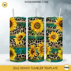 Sunflower Western Tumbler 20oz Skinny PNG, Sunflower PNG Sublimation Design