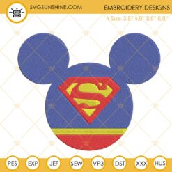 Superman Mickey Mouse Ears Embroidery Design File