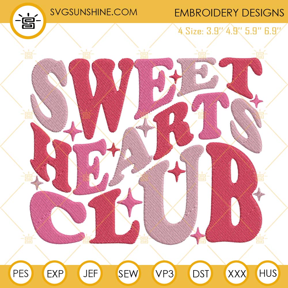 Sweet Hearts Club Embroidery Designs, Valentine's Day Machine Embroidery Files