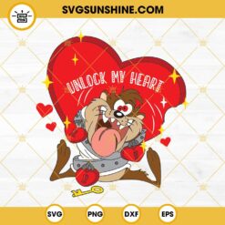 Tasmanian Devil Looney Tunes SVG, Funny Valentine SVG, Unlock My Heart SVG