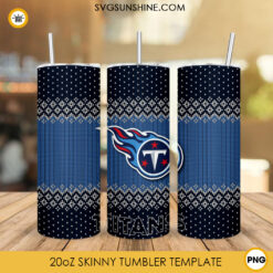 Tennessee Titans Christmas 20oz Skinny Tumbler PNG, NFL Team Football Tennessee Titans Ugly Sweater Tumbler PNG File Digital Download