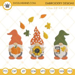 Thanksgiving Gnomes Embroidery Design, Autumn Gnomes Embroidery Design File