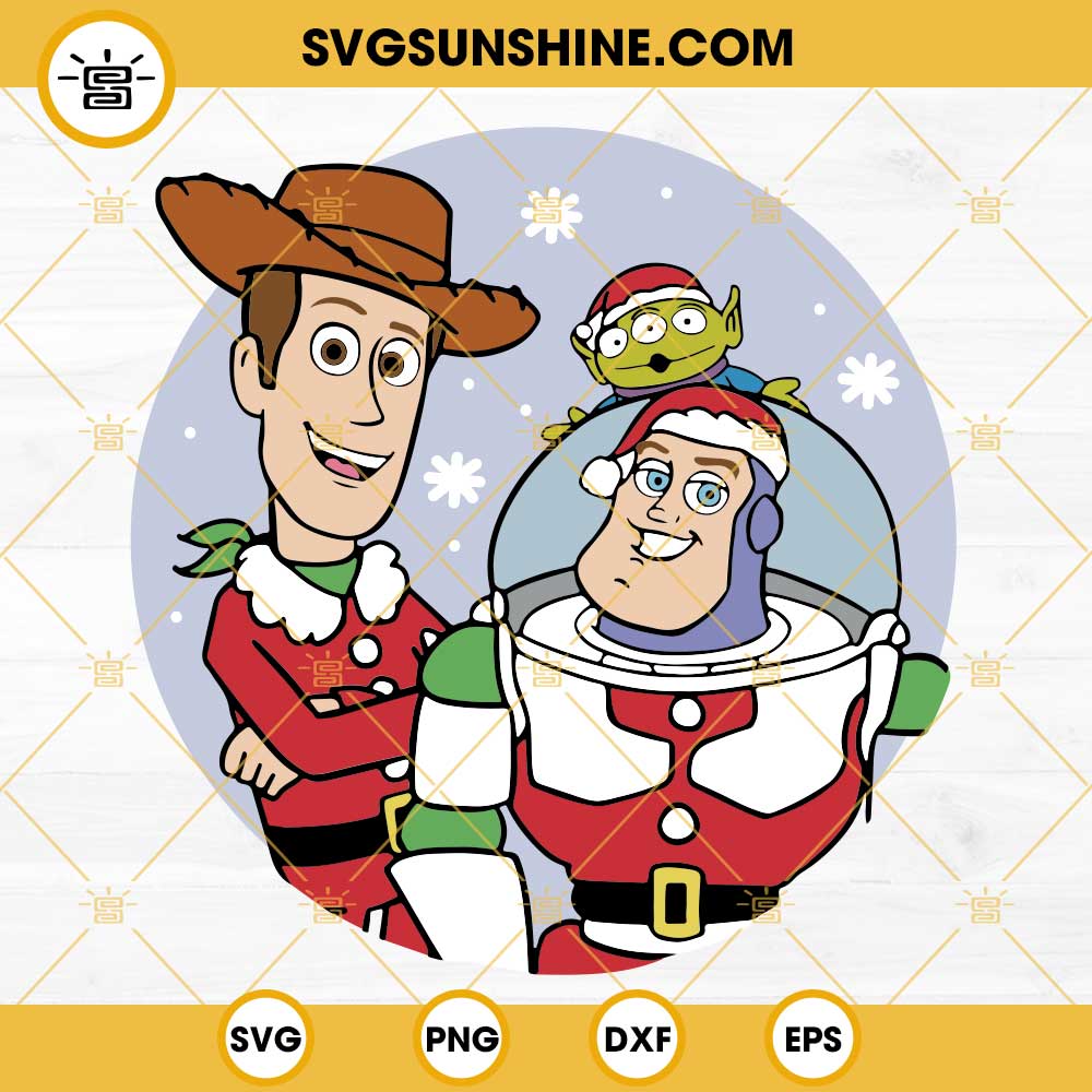 Toy Story Christmas SVG, Woody And Buzz Lightyear Santa Claus SVG PNG DXF EPS Cut File