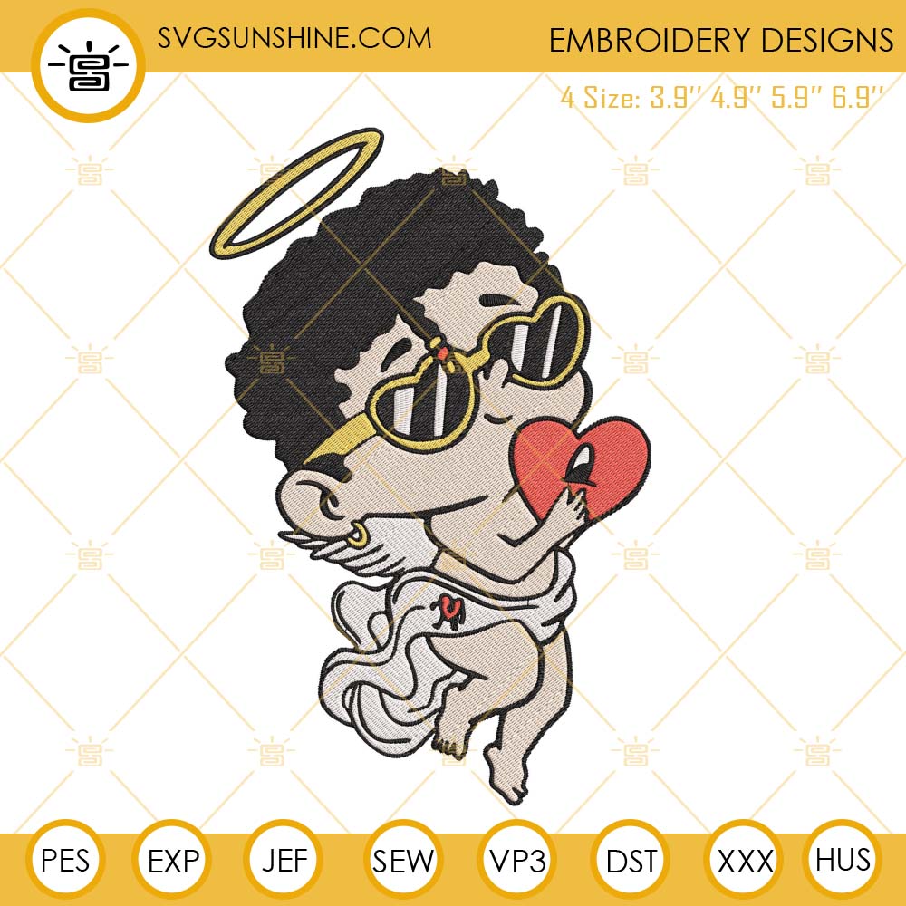 Baby Benito Angel Embroidery Designs, Bad Bunny Valentine Embroidery Files